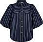 Co'couture Sebi Stripe Puff Shirt Navy