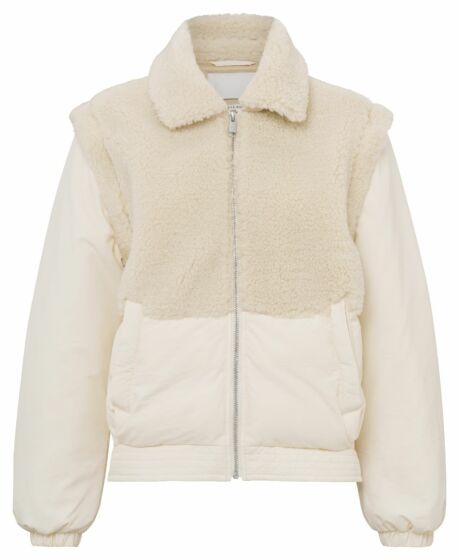 Yaya Bomber Jacket Teddy Details Bone White