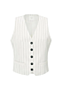 Yaya Linen Blend Gilet Pinstripe Pattern Sand Beig