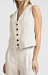Yaya Linen Blend Gilet Pinstripe Pattern Sand Beig