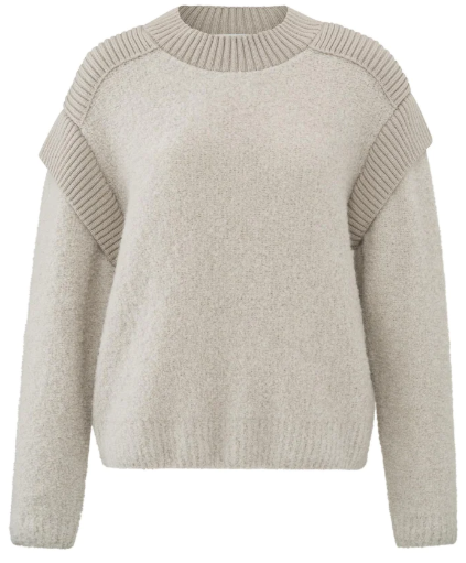 YAYA Boucle With Rib Sweater Beige