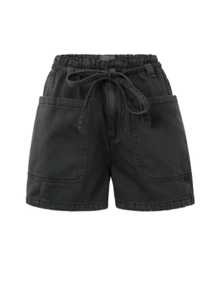 Yaya Cargo Short High Waist Washed Black