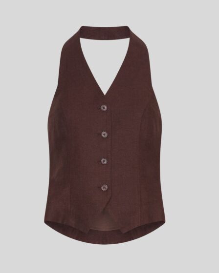 MSCH Naira Claritta Halterneck Waistcoat Fudge
