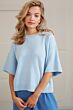 Yaya Boatneck Sweater Rib Sleeves Cerulean Blue