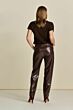 POM Faux Leather Pants Brown