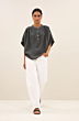 By Bar Axel Linen Blouse Charcoal