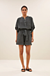 By Bar June Linen Shorts Charcoal