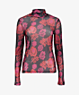 Geisha Top Mesh Flowers Black Red Fuchsia