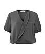 YAYA V-Neck Blouson Top Magnet Grey