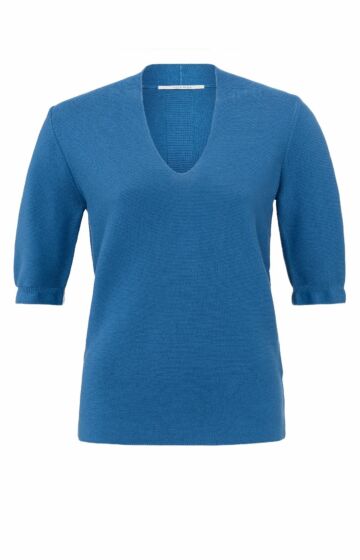 Yaya V-Neck Short Sleeve Sweater Cobalt Blue