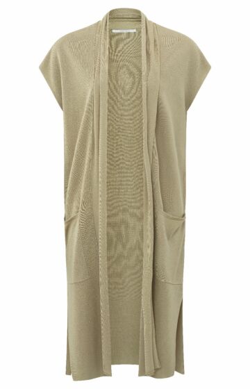 Yaya Open Sleeveless Cardigan Light Green