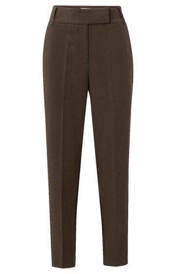 Yaya Woven High Waist Trousers Chocolate Brown