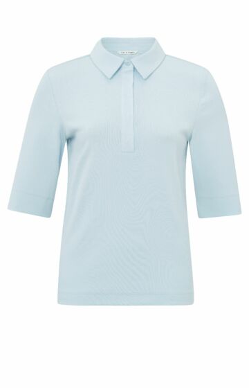 Yaya Fine Rib Jersey Polo Blue