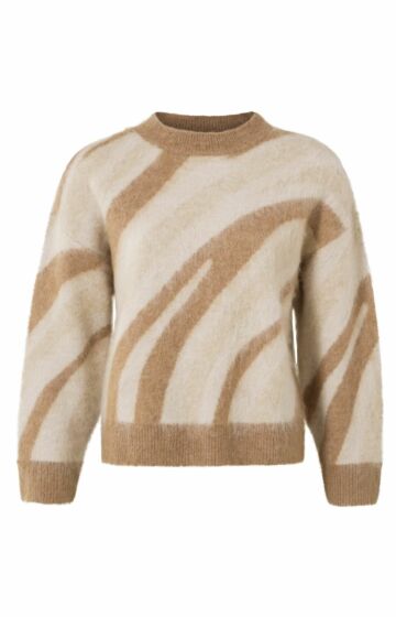 YAYA Jaquard Sweater Indian Tan Sand