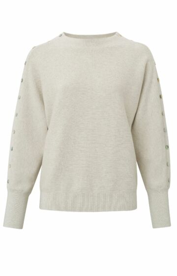 YAYA Button Detail Sweater Light Grey