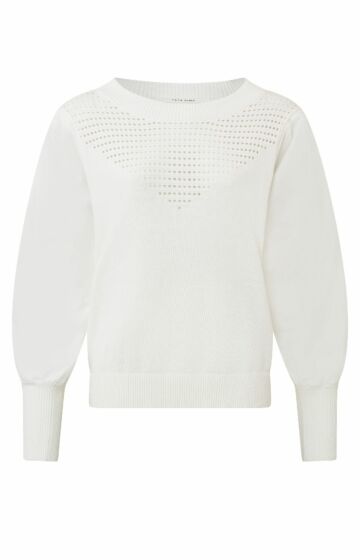 YAYA Pointelle Sweater Wool White