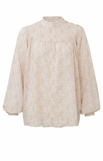 YAYA Printed Top With Buttons Birch Sand