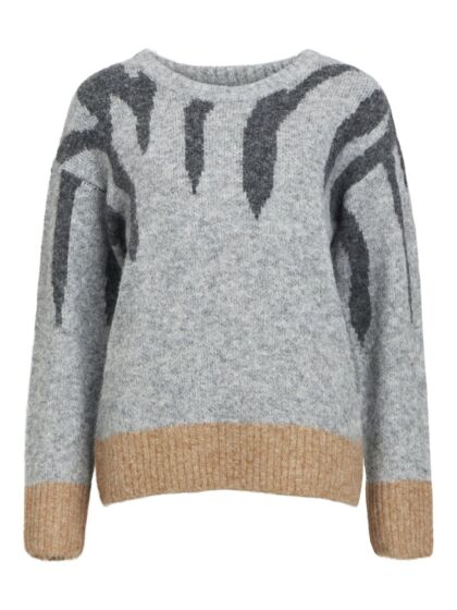 Object Ruba Knitt Long Sleeve Light Grey Melange
