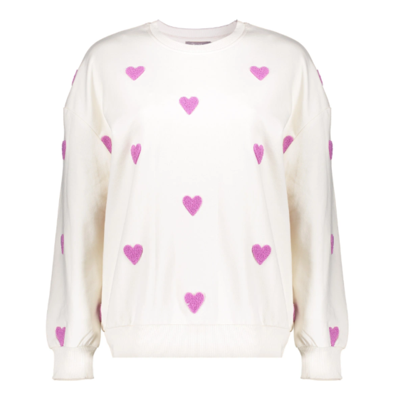 Geisha Sweater Hearts Terry Light Sand Lavender