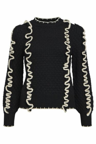 Object Yaa Long Sleeve Knit Pullover Black