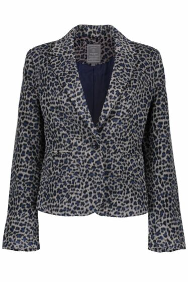 Geisha Blazer Leopard Grey Cobalt