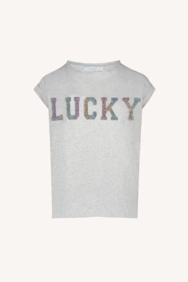 By Bar Thelma Lucky Rainbow Top Light Grey Melee
