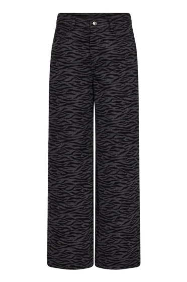 Co'Couture Zebra Grey Wide Long Pants Black