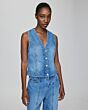 MSCH Eli Ada Denim Vest Mid Blue Wash