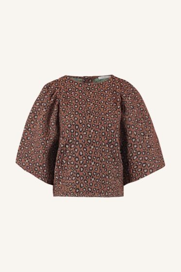 By Bar Zasu Jacquard Blouse Brown Panter