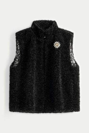 Pom Amsterdam Teddy Gilet Black