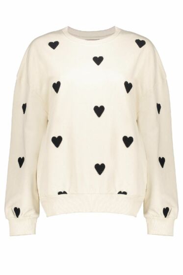 Geisha Sweater Hearts Terry Light Sand Black