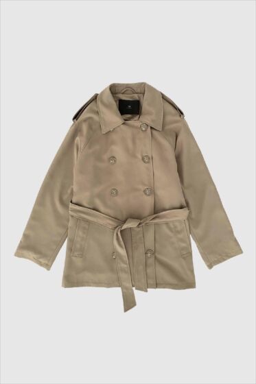With Black Vanessa Short Trench Coat Brown Sand