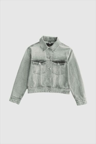 With Black Abigale Denim Jacket Spring Grey