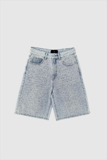 With Black Deluxe Long Denim Bermuda Summer Blue