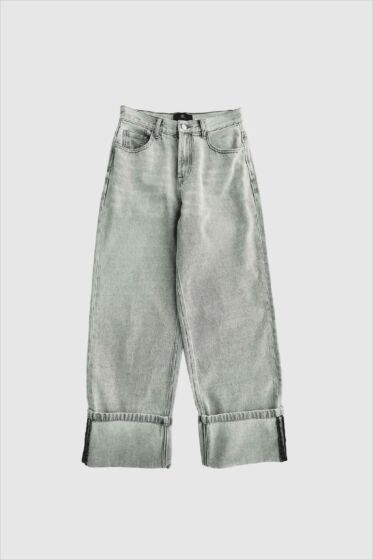 With Black Hazel Grey Turn Up Jeans Spring Grey