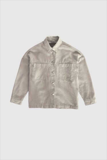 With Black Steffi Denim Shirt Jacket Grey