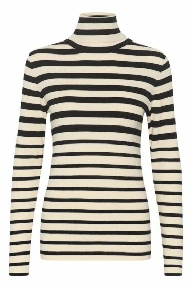 Soaked Spina Striped Rollneck Black White