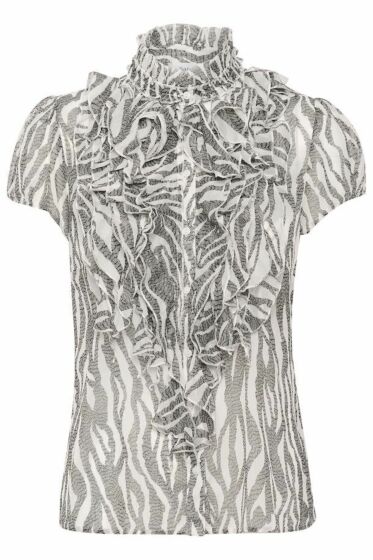 Saint Tropez LiljaSZ Crinkle Shirt Black Zebra