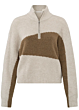 YAYA Sweater With Collar and Zipper Beige