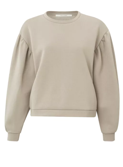 YAYA Sweater With Puff Sleeves Pure Cashmere Brown