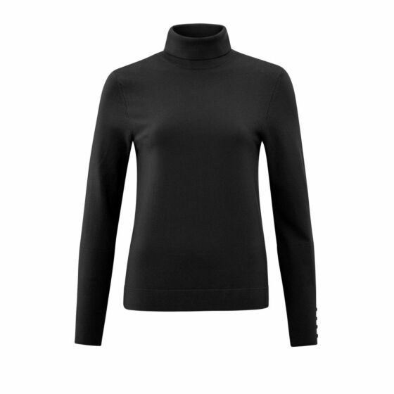 YAYA Turtleneck Sweater With Button Black