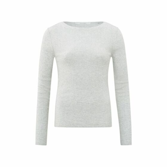 Yaya Structured Knitted Top Light Grey Melange