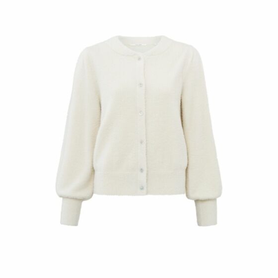 Yaya Fluffy Cardigan Chalk White