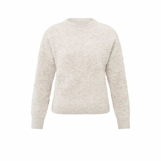 Yaya Flower Jacquard Sweater Off White Melange