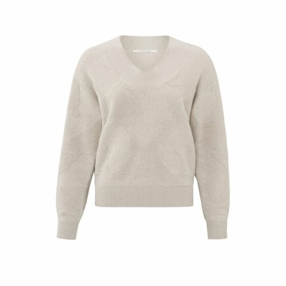 Yaya V-neck Sweater Texture Pumice Stone Beige