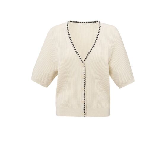 Yaya Ribbed Cardigan Stich Detail Summer Sand