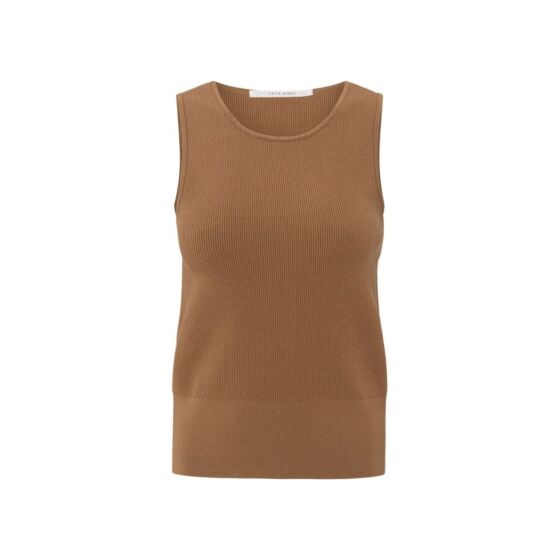 Yaya Ribbed Fitted Tank Top Chipmunk Brown