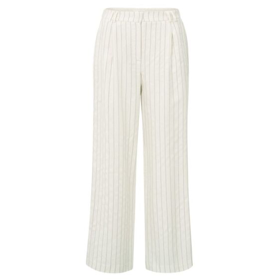 Yaya Striped Linen Blend Trousers Sand Linen Beige