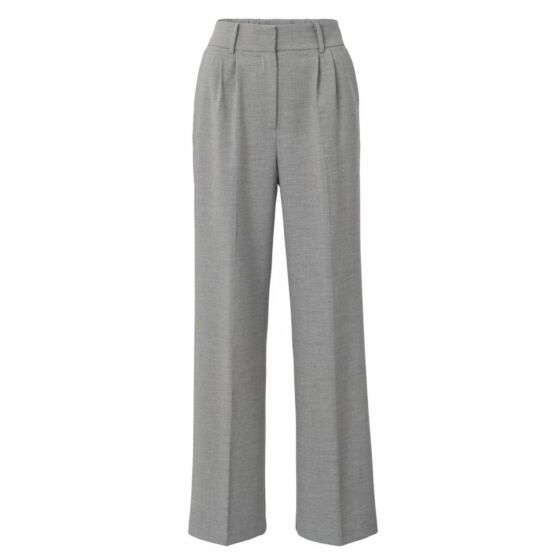 Yaya Woven Wide Leg Trousers Light Grey Melange