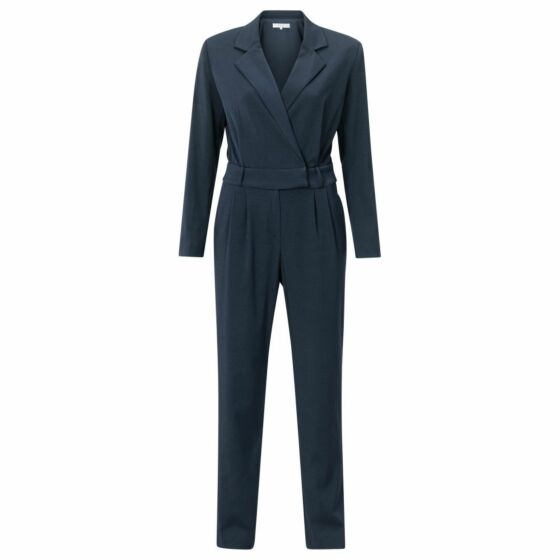 Yaya Woven Jumpsuit Blazer Collar Outer Space Blue